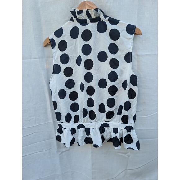 Alice Ritter Brooklyn Womens Button Up Peplum Polka Dot Blouse Sz XL Ruffle Neck - Picture 4 of 5